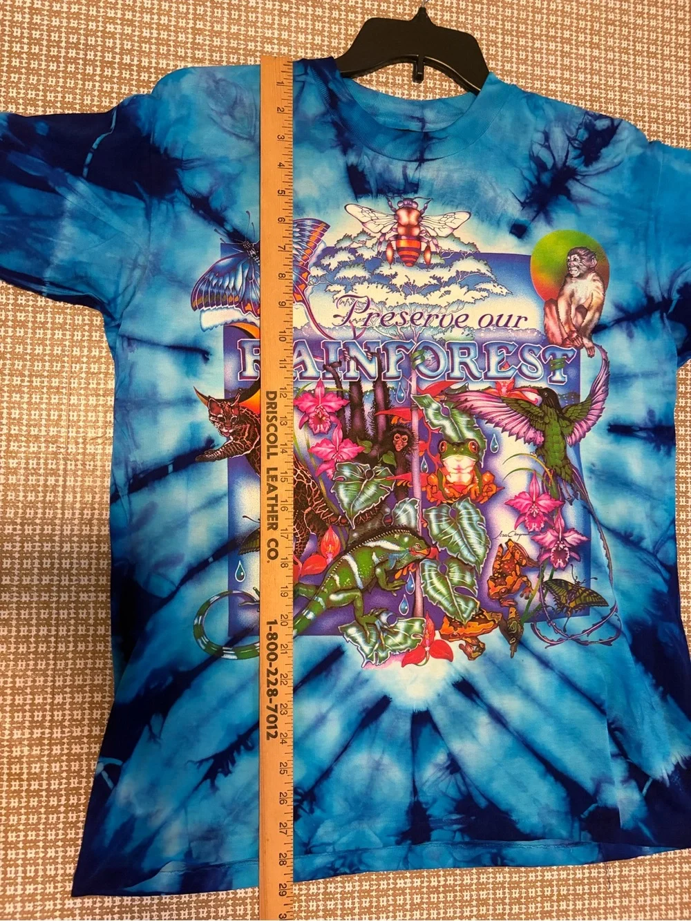 Lisa Chapman Graphics “Preserve The Rainforest “ Vintage 90s Tie Dye Blue Size L